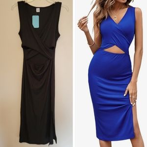 Nwt iffei black cutout midi dress